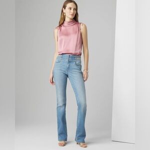 NWT White House Black Market extra high rise embroidered skinny flare jeans